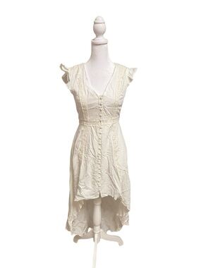 Women's Cream Lace-Trim High-Low Dress